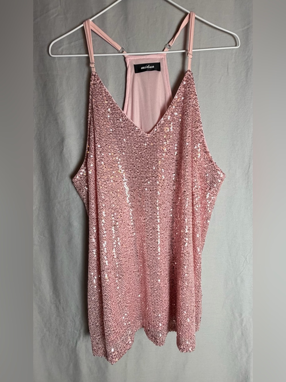 Pink Sequin V-Neck Cami Top